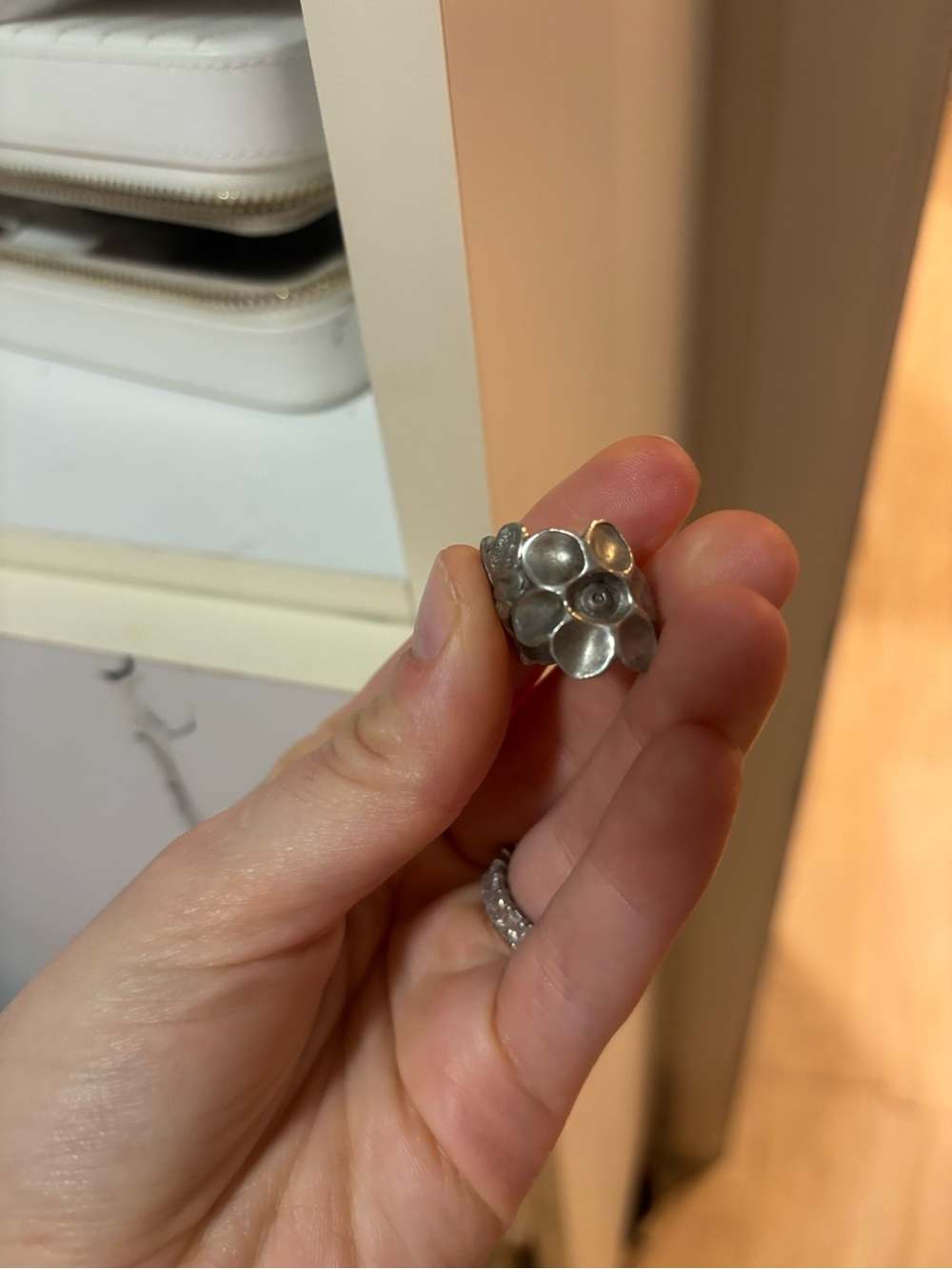 Sterling Silver Floral Cluster Ring - Silver